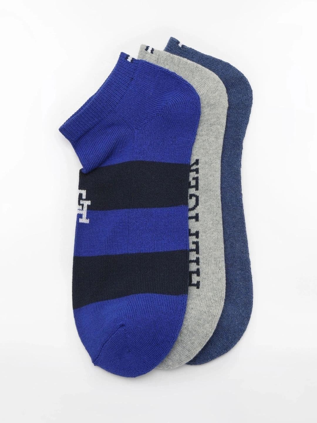 Tommy Hilfiger Men Pack of 3 Cotton Striped Ankle Length Socks - view 1