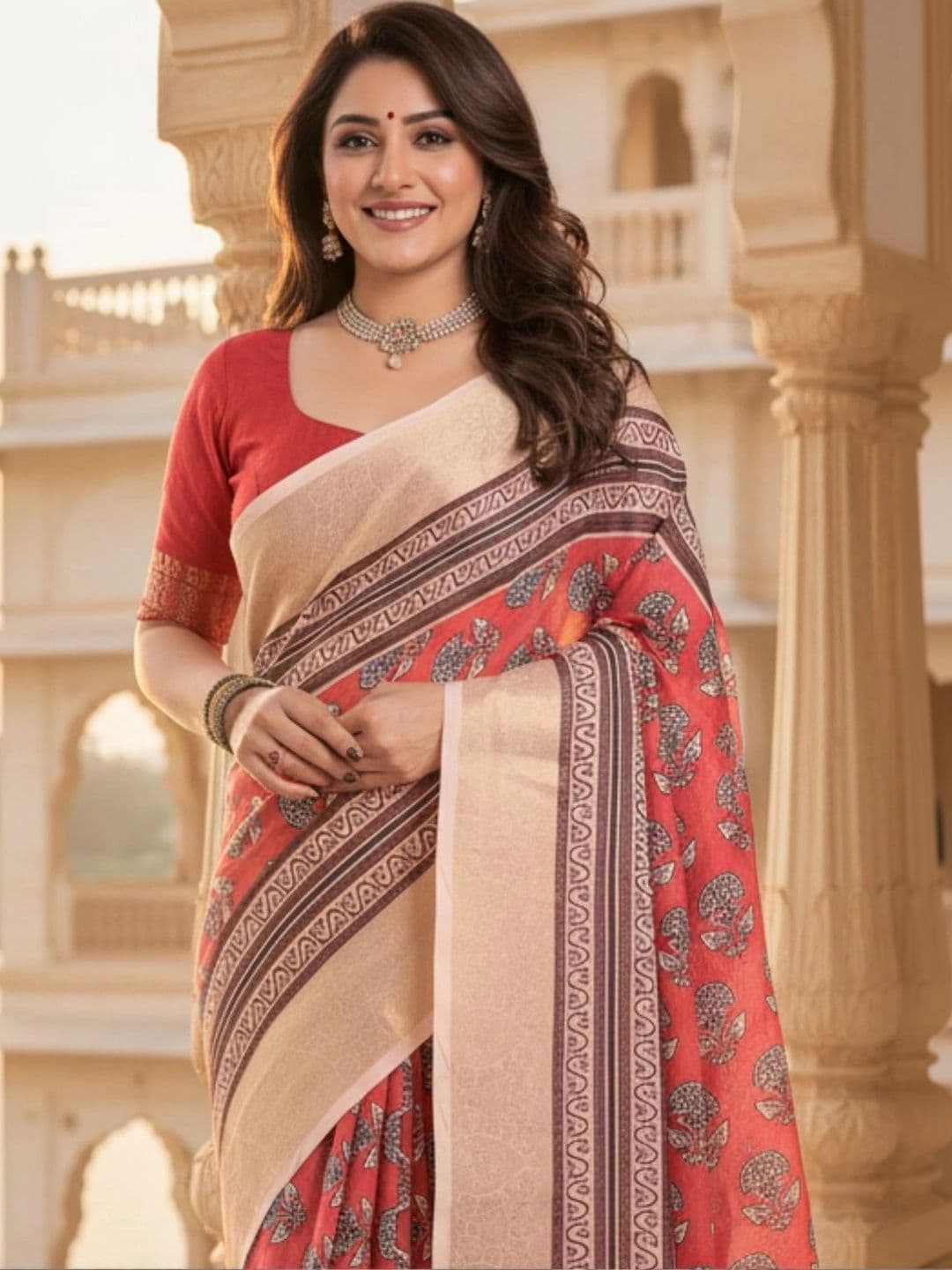Mitera Floral Silk Blend Designer Saree thumbnail 3