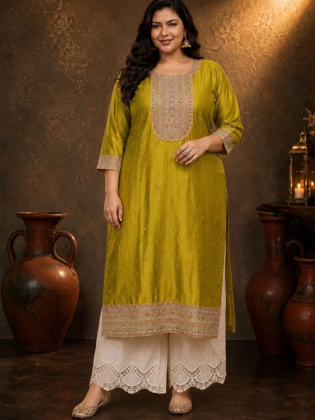 FULL BLOOM Women Ethnic Motifs Embroidered Thread Work Kurta thumbnail 4