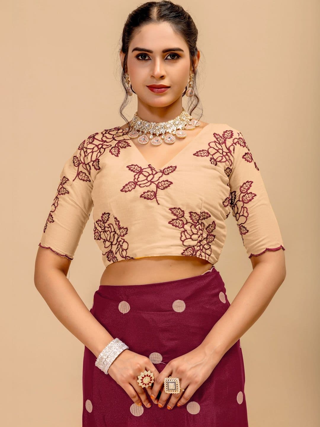 Vastra Drape Embellished Embroidered Poly Georgette Saree thumbnail 3