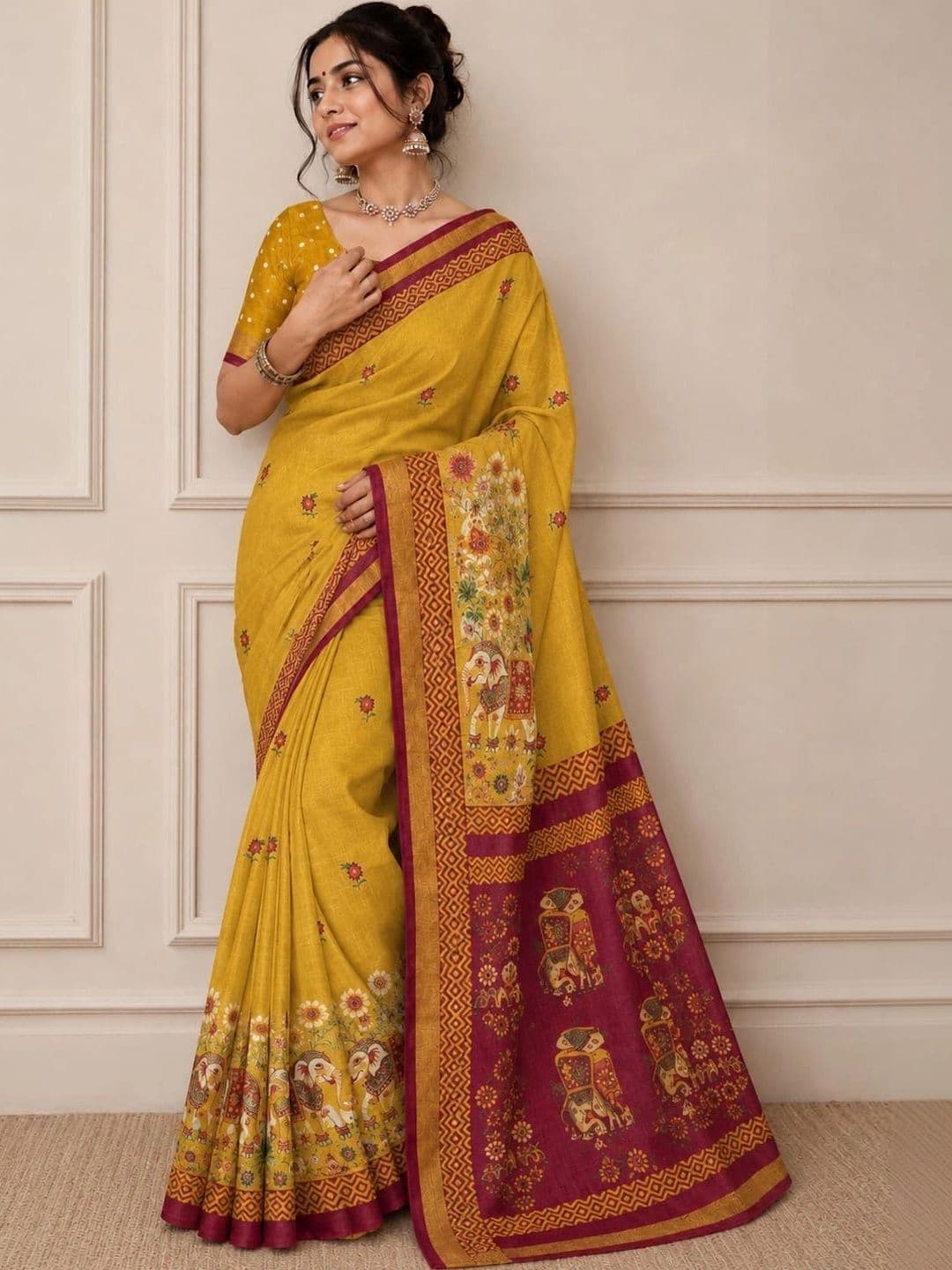 SHRIJAMYAHAM Linen Blend Saree - view 1