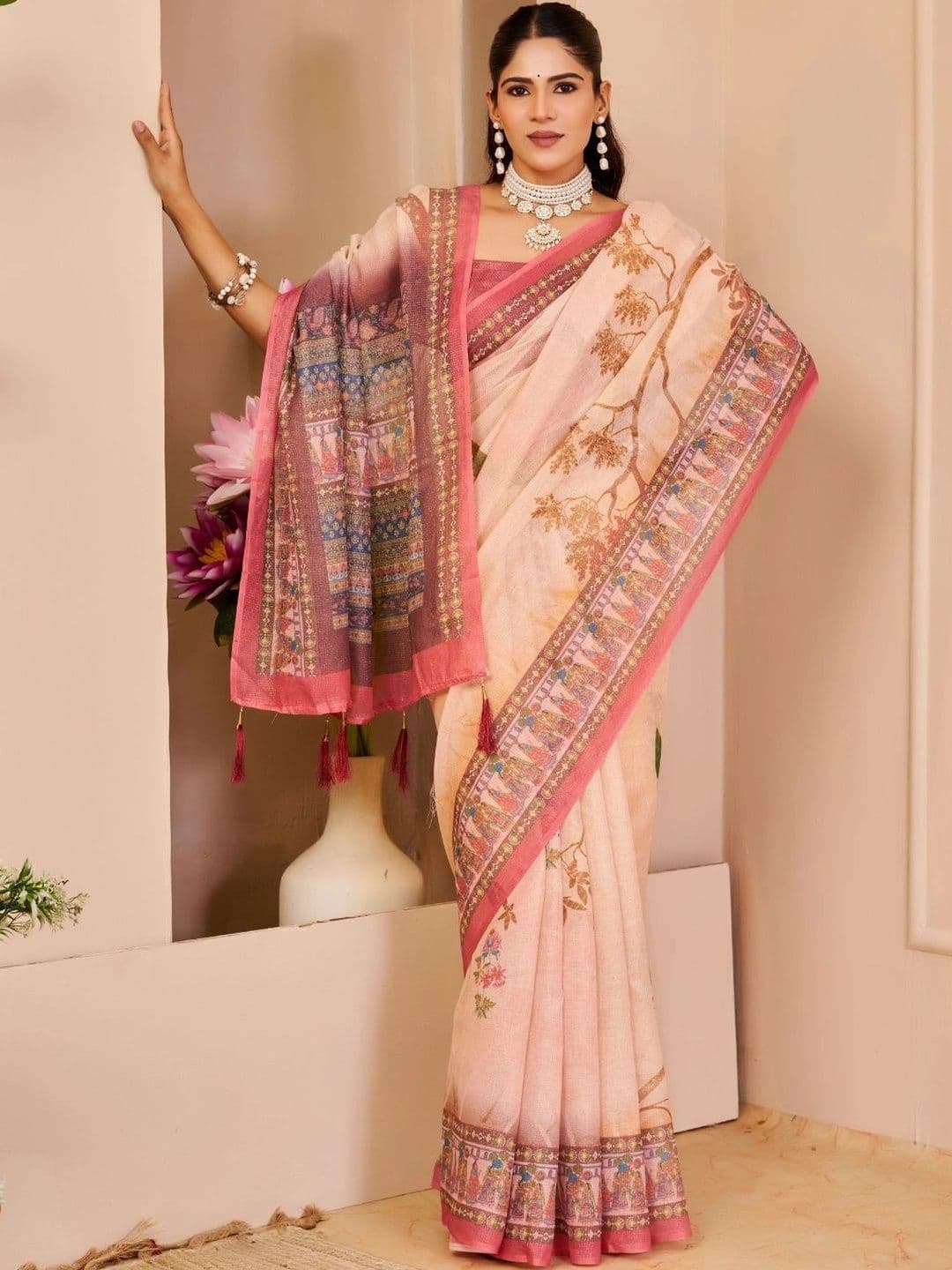 Mitera Floral Tissue Designer Saree - view 1