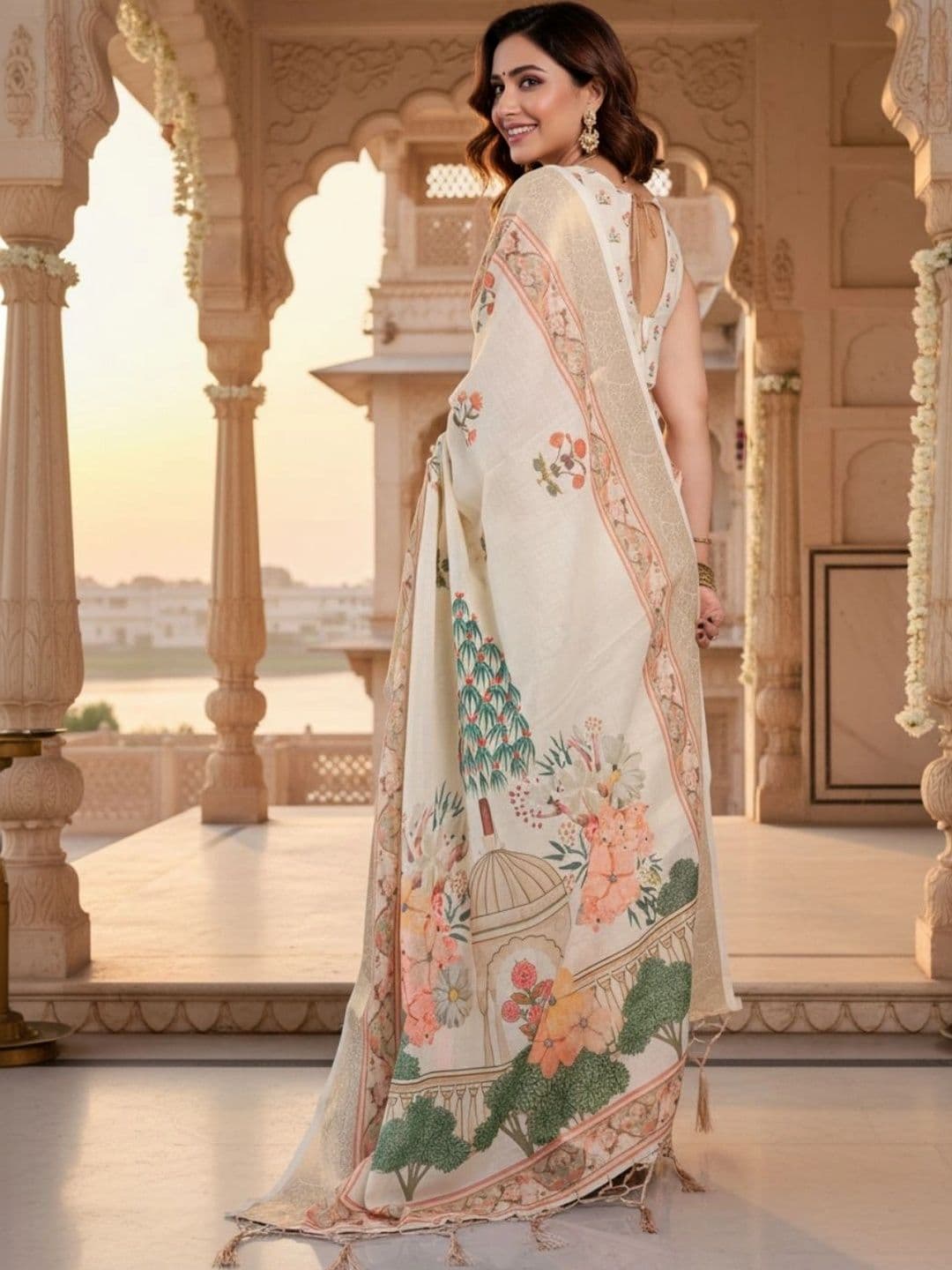 Mitera Floral Silk Blend Designer Saree thumbnail 2