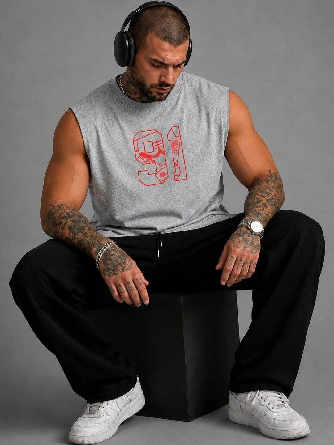 Moda Rapido Printed Cotton Blend Gym Vest thumbnail 2