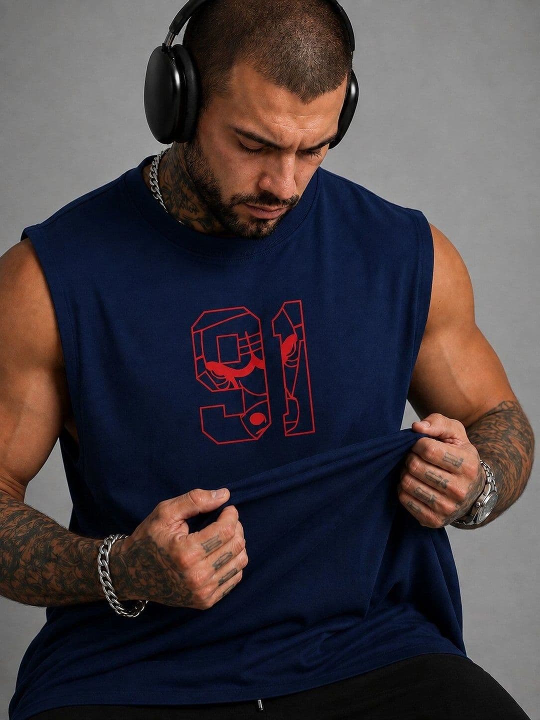 Moda Rapido Printed Cotton Blend Gym Vest thumbnail 5