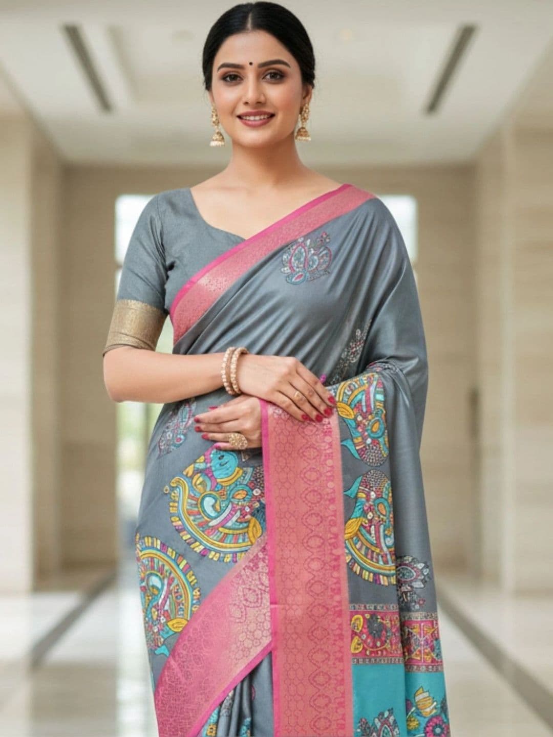 Mitera Floral Silk Blend Designer Saree thumbnail 3