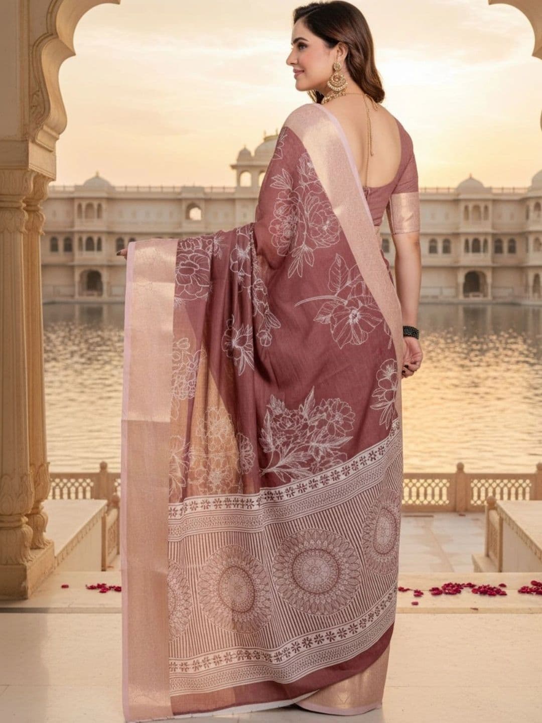Mitera Floral Silk Blend Designer Saree thumbnail 3