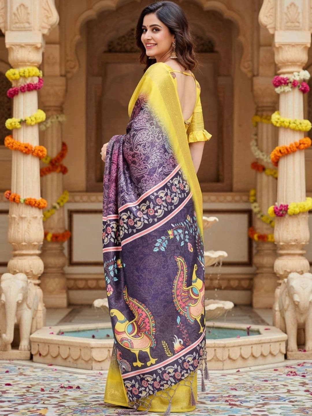 Mitera Paisley Silk Blend Designer Saree thumbnail 3