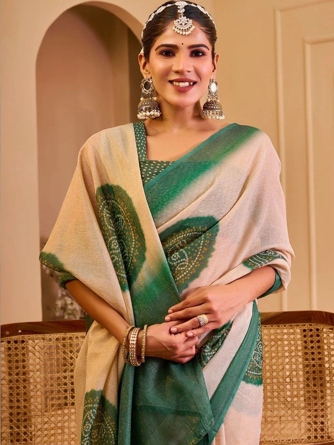 Mitera Bandhani Tissue Designer Saree thumbnail 6