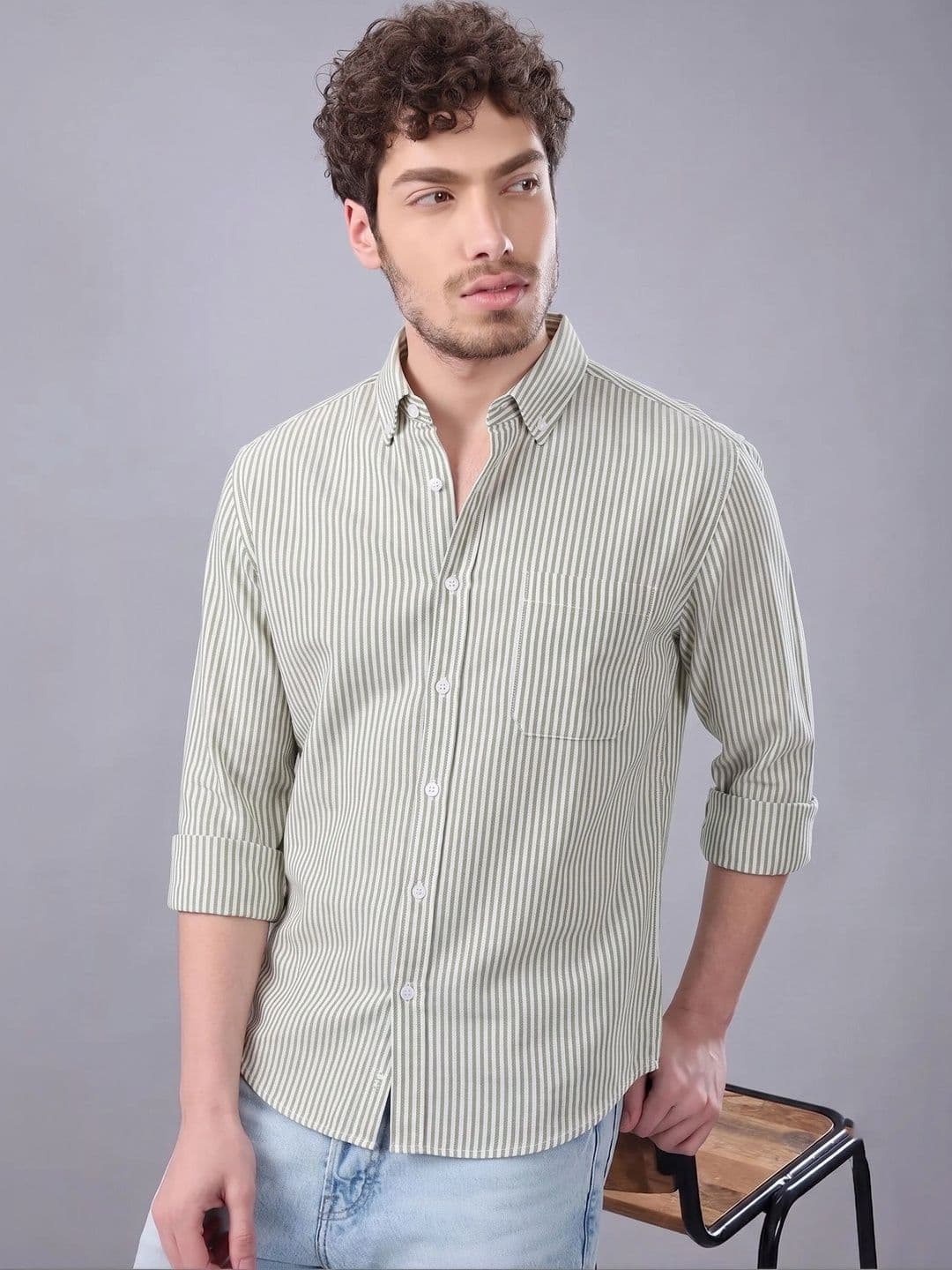 R.Code by The Roadster Life Co. Men Standard Striped Casual Shirt - view 1