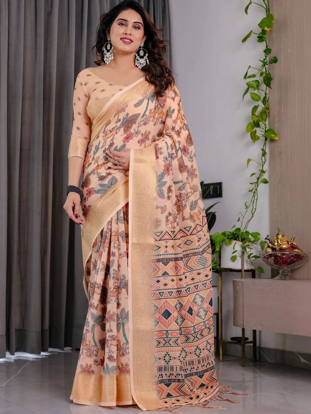 Mitera Women Floral Silk Blend Designer Saree - view 1