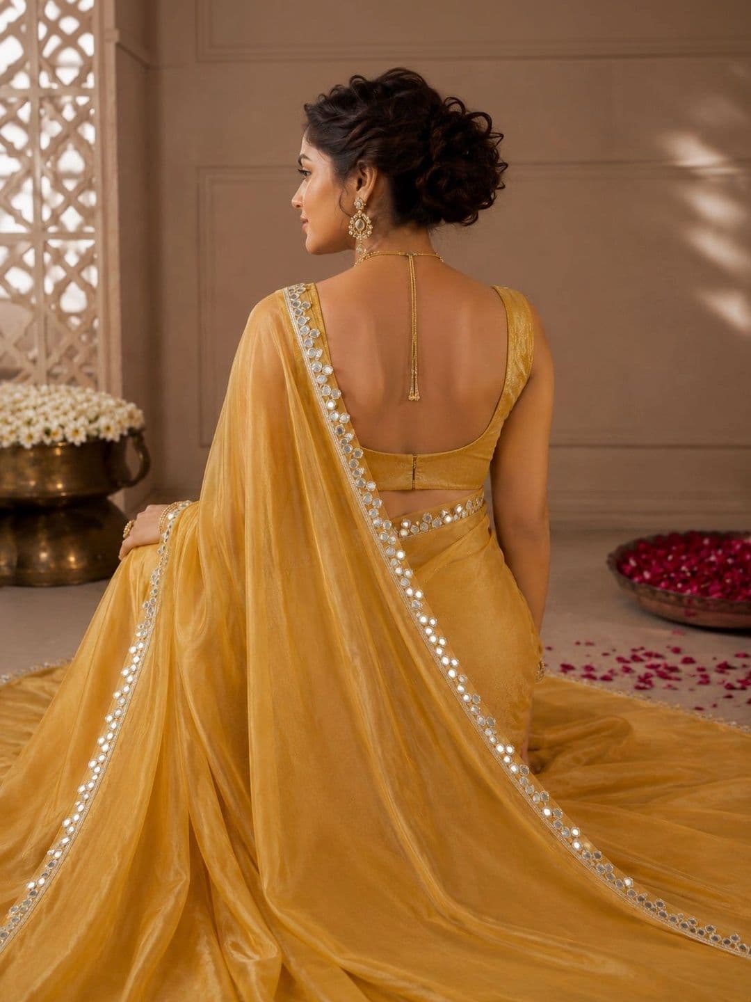 Vastra Drape Mirror Work Saree thumbnail 3