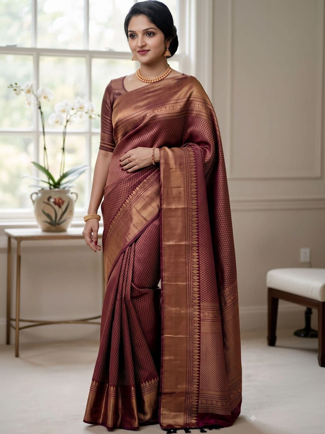 DHARMA TEX Zari Art Silk Kanjeevaram Saree thumbnail 2