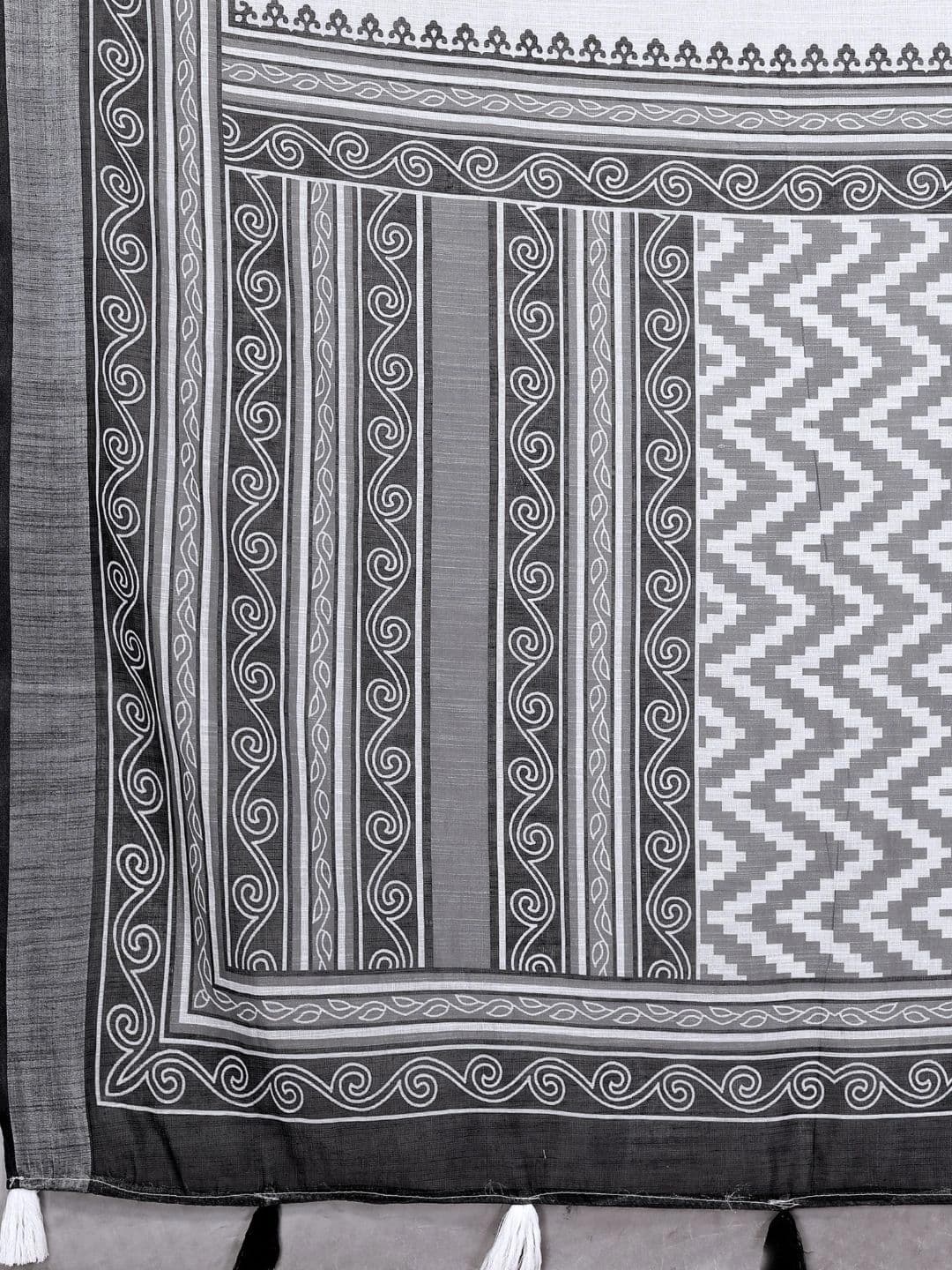 Mitera Warli Linen Blend Designer Saree thumbnail 7