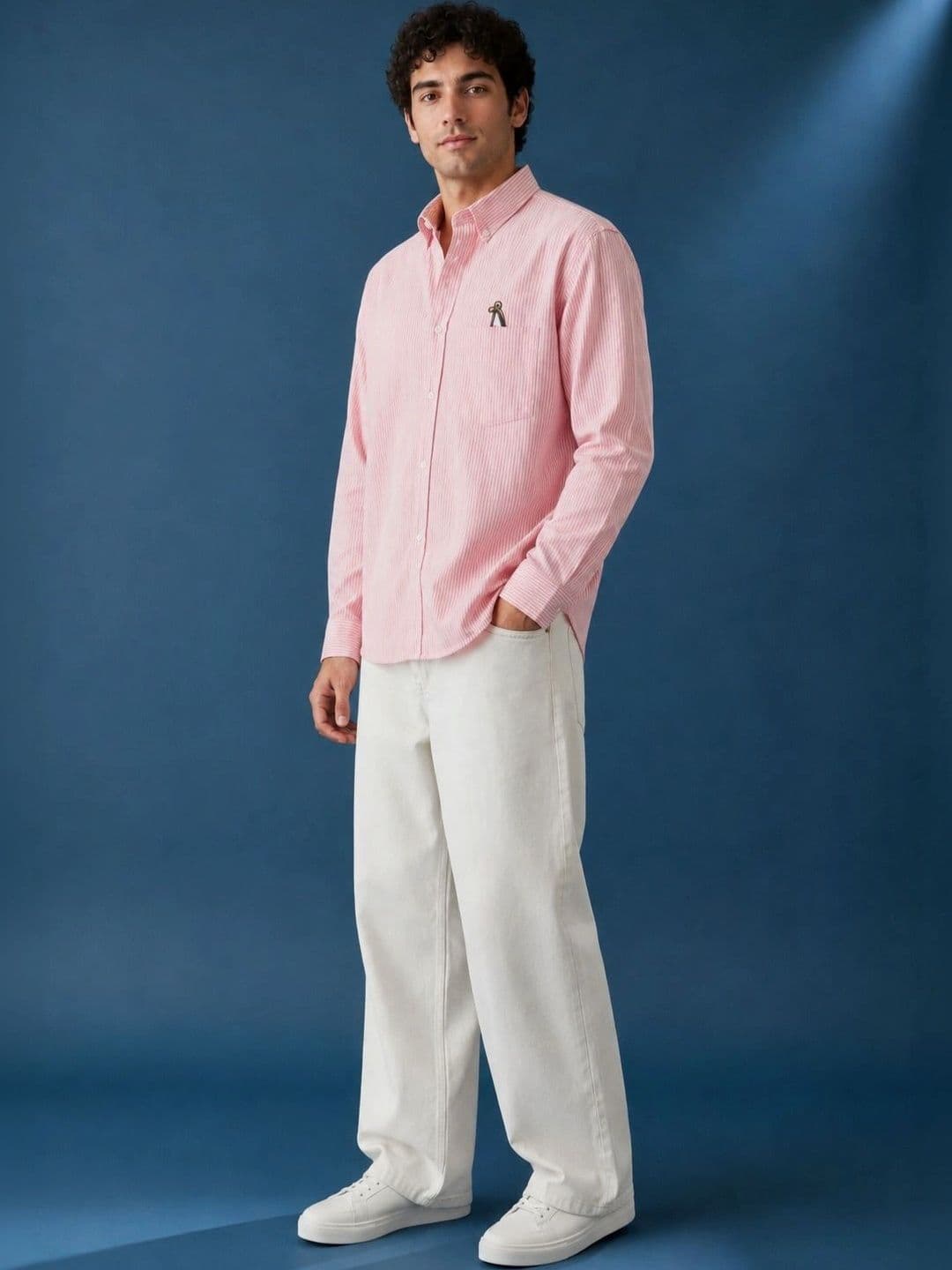 MOJAMEDI Men Standard Pinstripes Striped Casual Shirt thumbnail 3