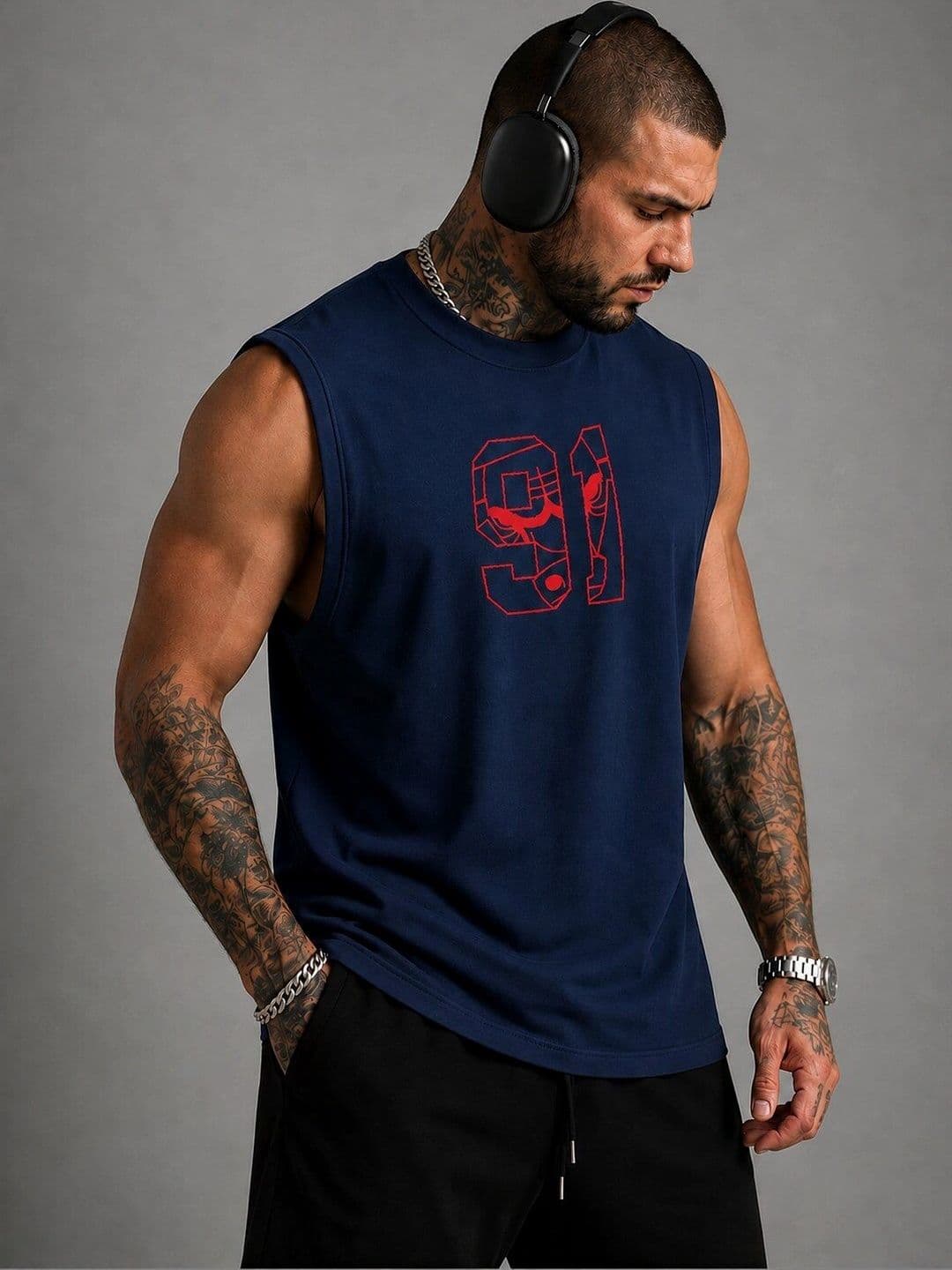 Moda Rapido Printed Cotton Blend Gym Vest thumbnail 3