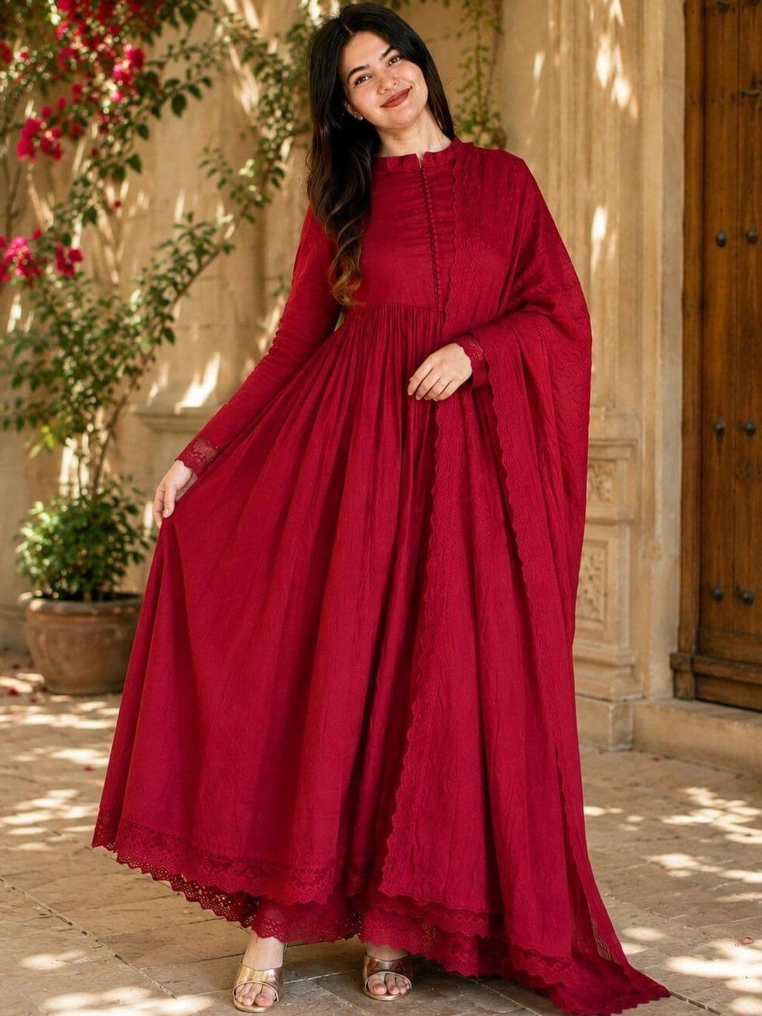 KALINI Women Empire Kurta with Palazzos & With Dupatta thumbnail 3