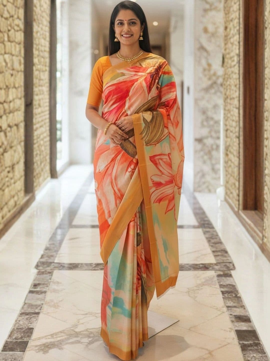 Mitera Floral Designer Saree - view 1