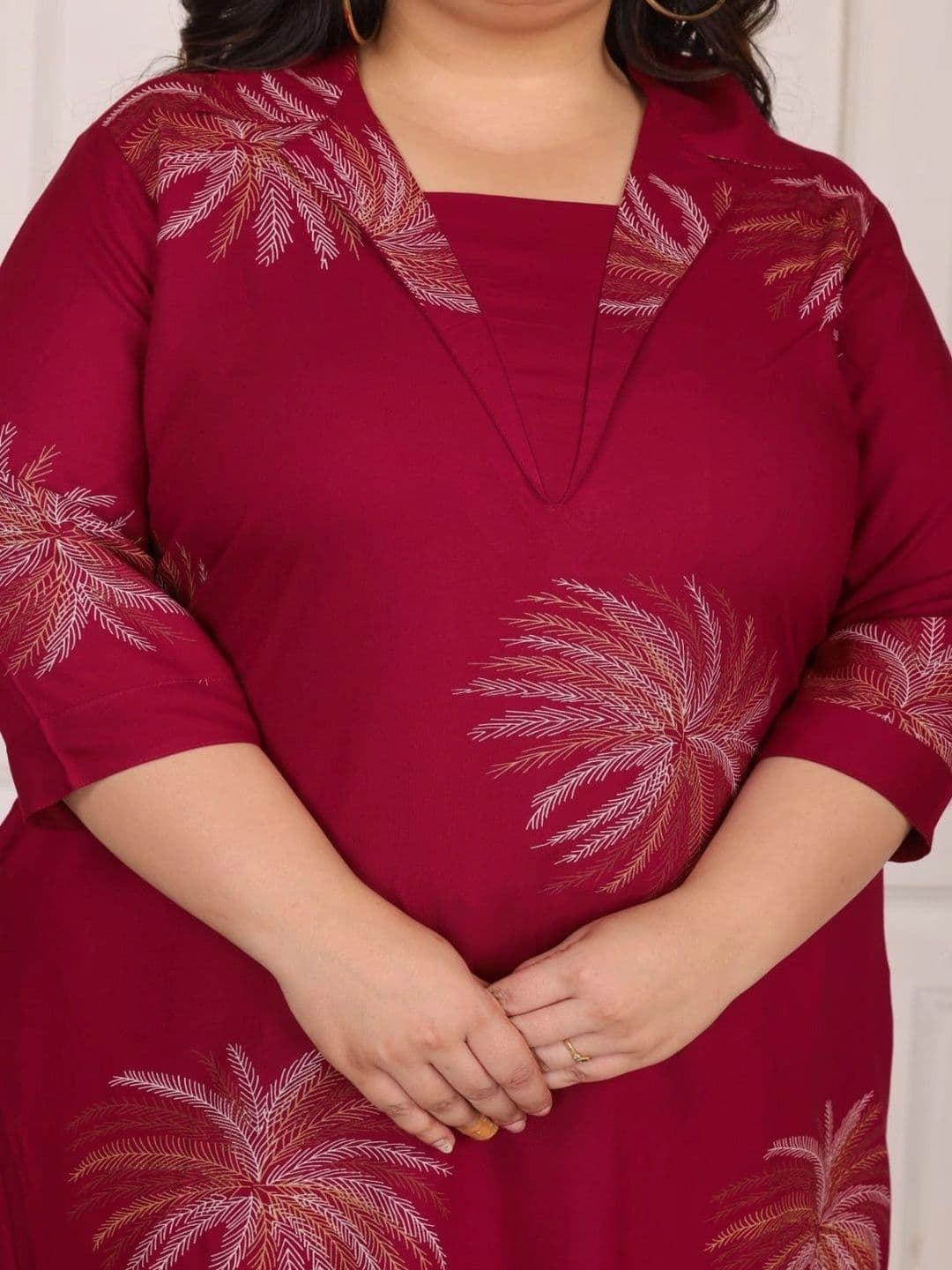 Sandhya's Plus Women Ethnic Motifs Embroidered Regular Thread Work Kurta with Palazzos thumbnail 5