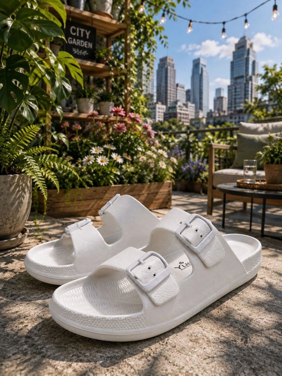 TRV Men Buckle Detailed Slip On Flip Flops thumbnail 7