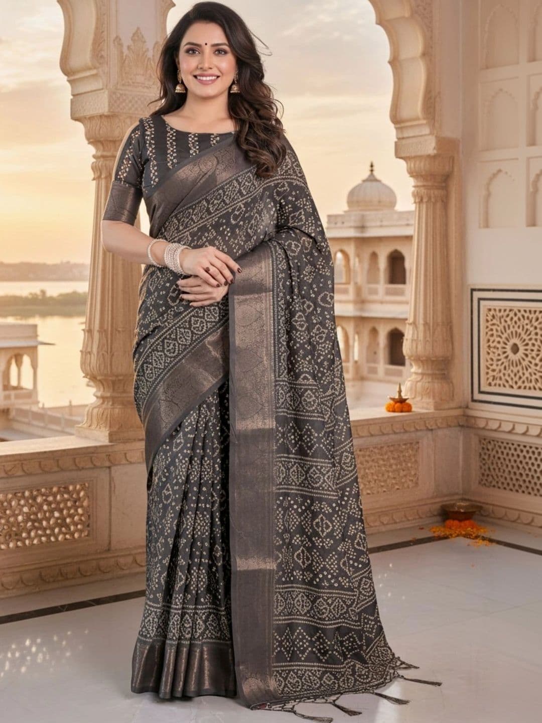 Mitera Batik Silk Blend Designer Saree thumbnail 4