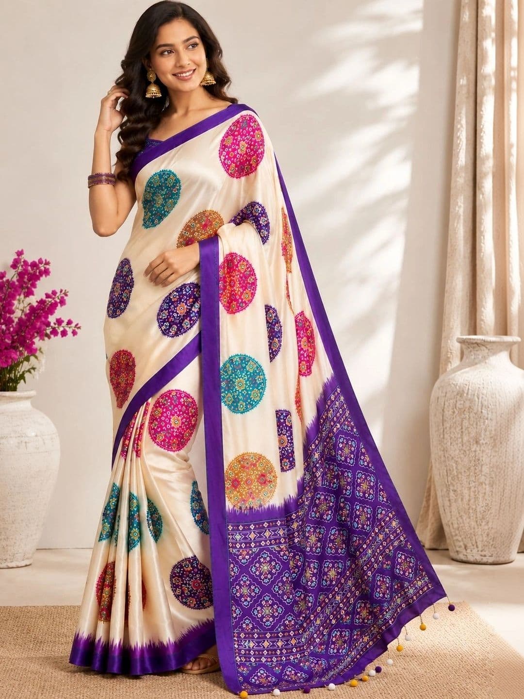 DHANLAXMI SAREES Ethnic Motifs Satin Patola Saree thumbnail 3