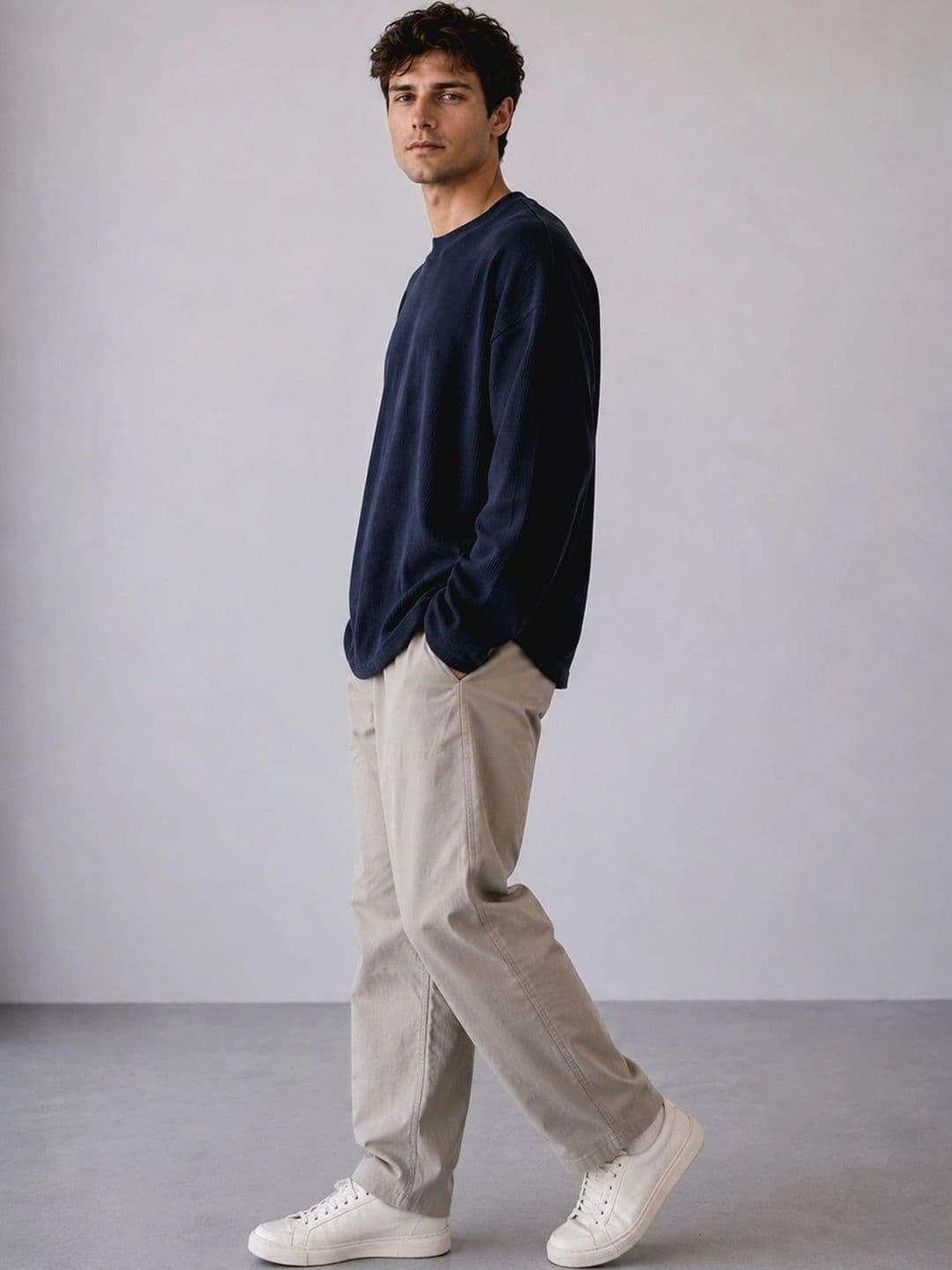 BRAHMOR Men Drop-Shoulder Sleeves Raw Edge Boxy T-shirt thumbnail 3