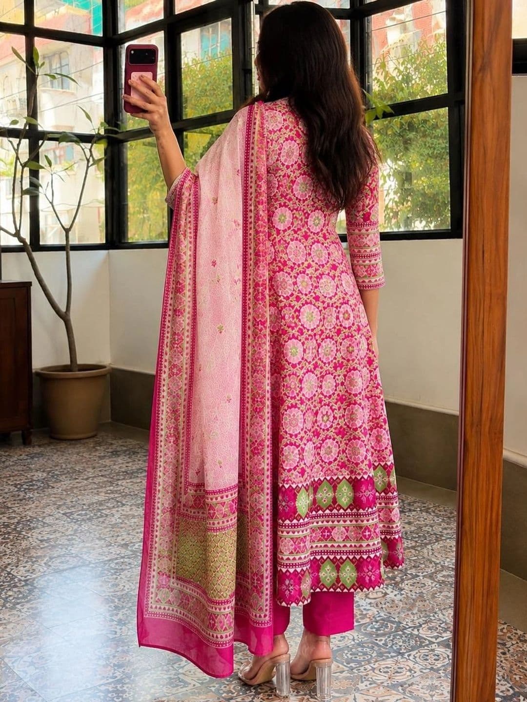 SRF KURTI HUB Women Ethnic Motifs Printed Empire Kurta with Churidar & With Dupatta thumbnail 3