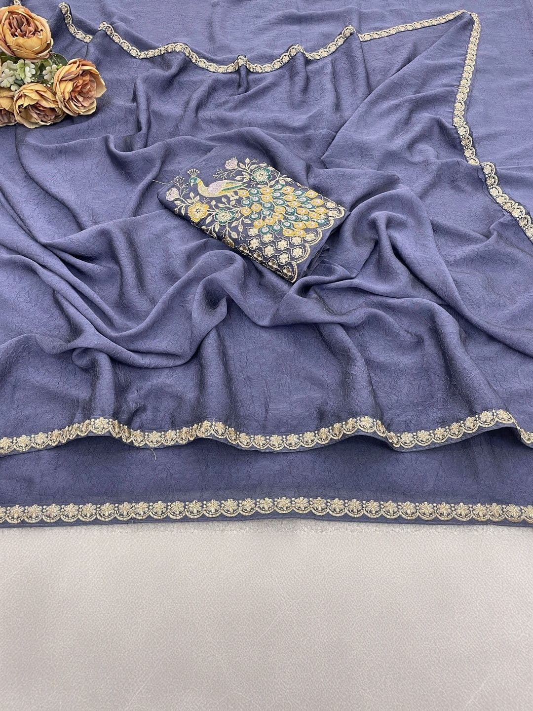 LabelVASTRA Embellished Embroidered Poly Georgette Saree thumbnail 5