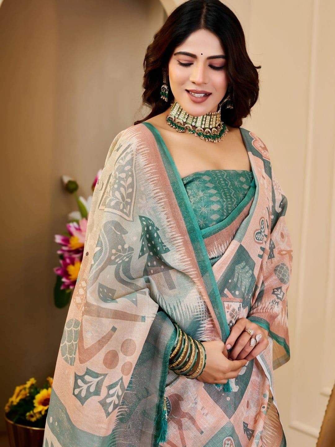 Mitera Tissue Designer Saree thumbnail 2