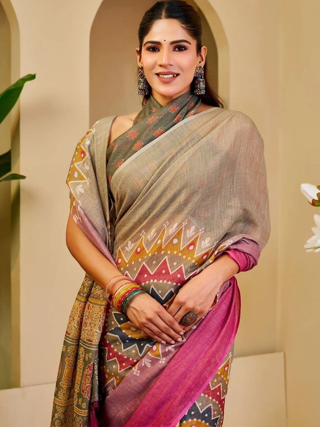 Mitera Kalamkari Tissue Designer Saree thumbnail 5