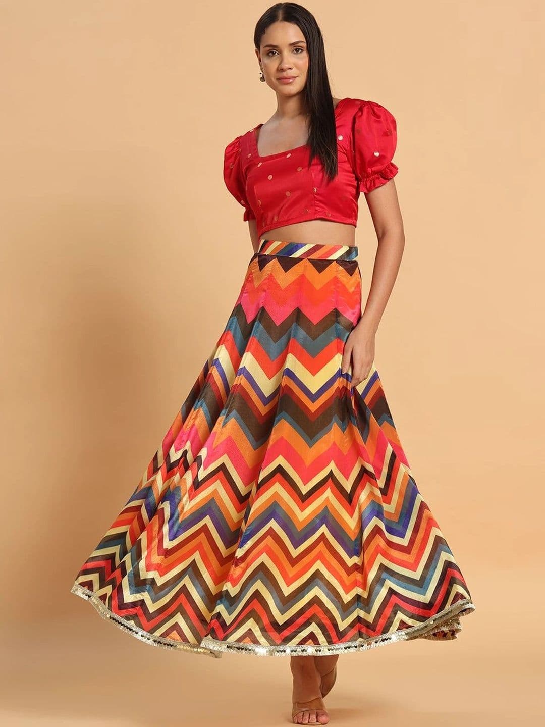 Frolic Rolic Women Geometric Printed Maxi Flared Skirt thumbnail 2