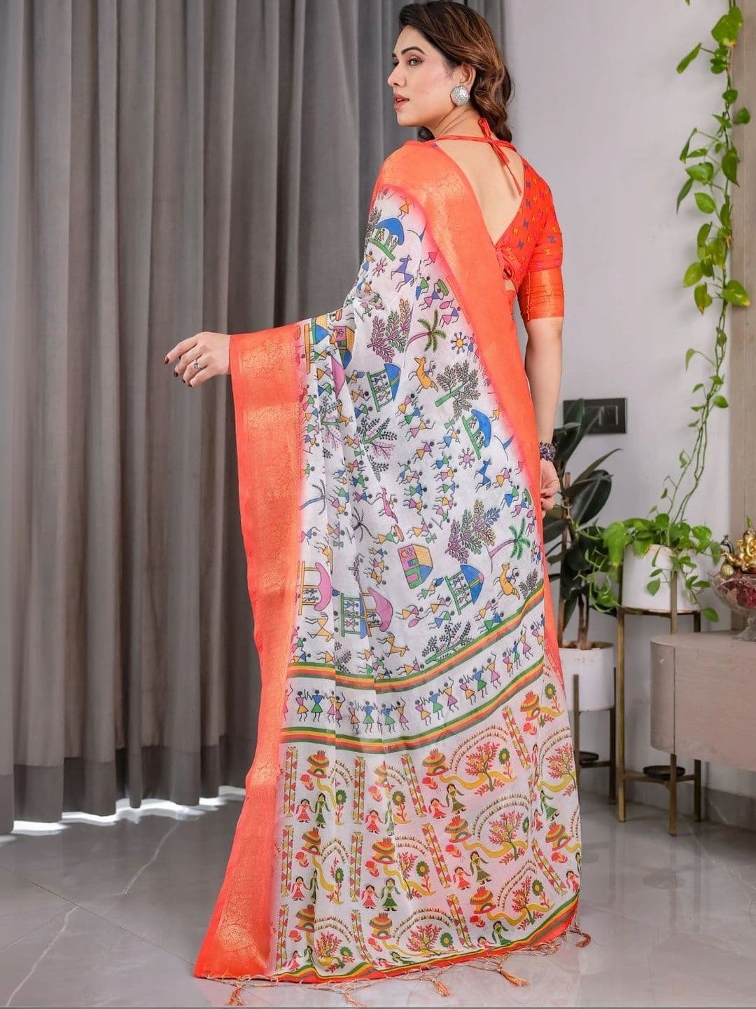 Mitera Warli Silk Blend Designer Saree thumbnail 6