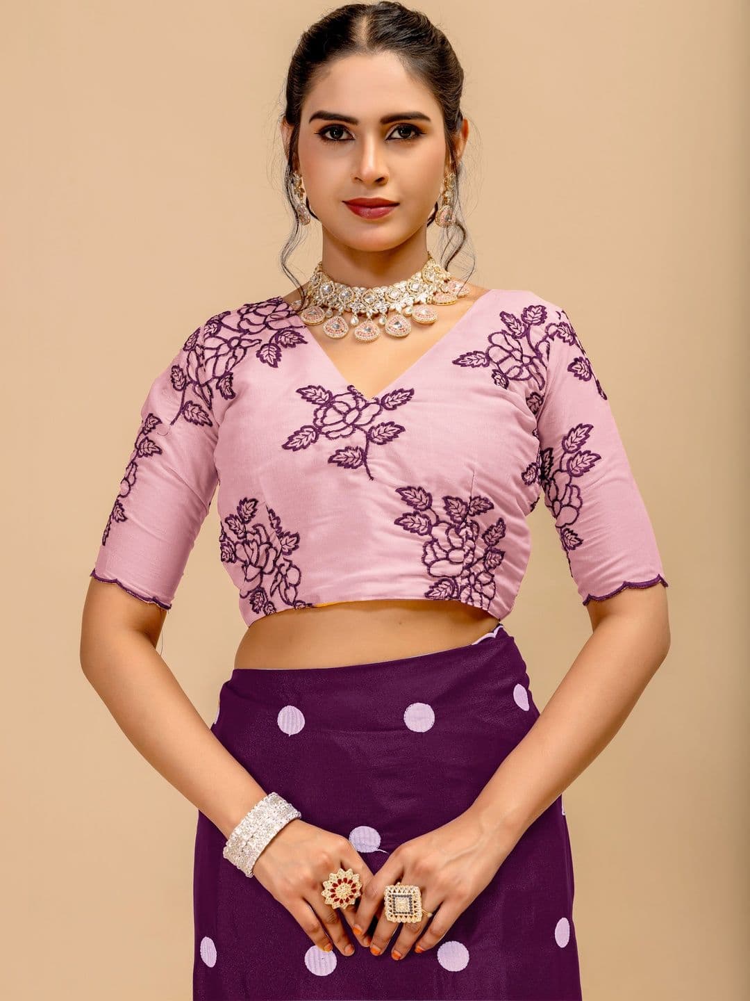 Vastra Drape Embellished Embroidered Poly Georgette Saree thumbnail 2