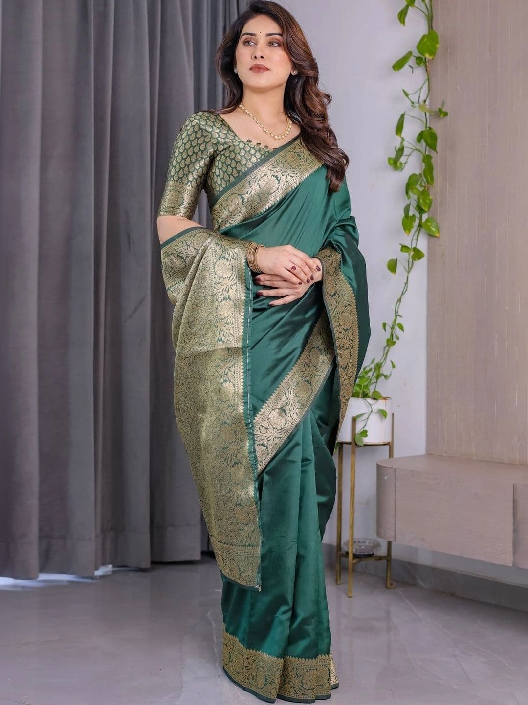 Mitera Woven Design Zari Silk Blend Designer Saree - view 1