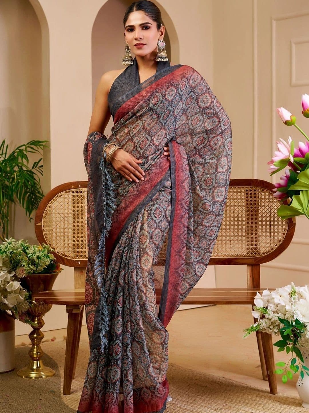 Mitera Floral Tissue Designer Saree - view 1
