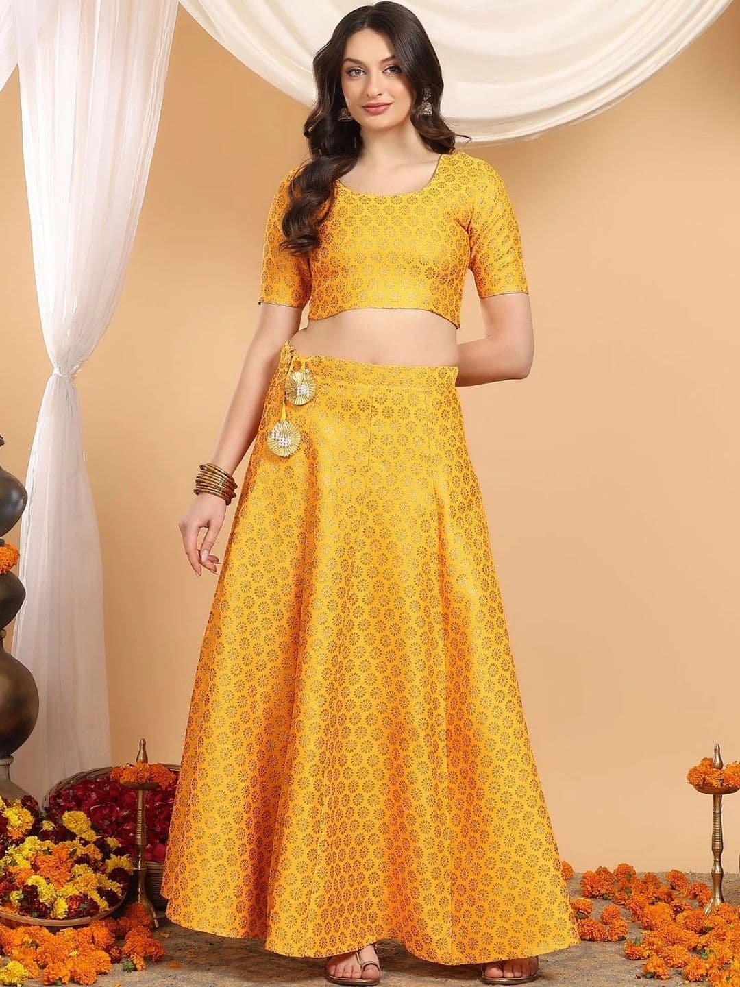 Frolic Rolic Women Self Design Maxi Flared Skirt thumbnail 7