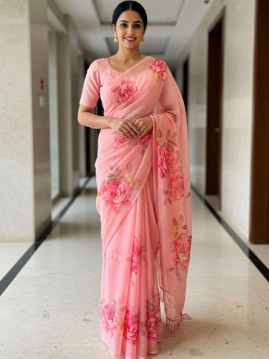 Mitera Floral Pure Georgette Designer Saree - view 1
