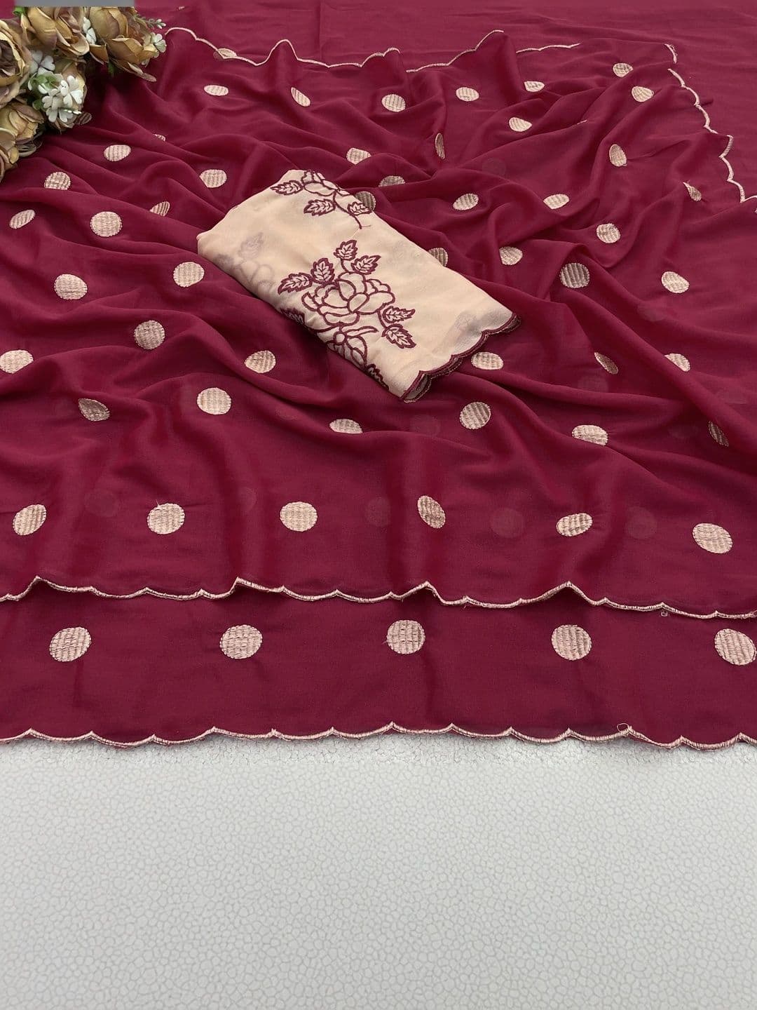 Saanvi Embellished Embroidered Poly Georgette Saree thumbnail 4