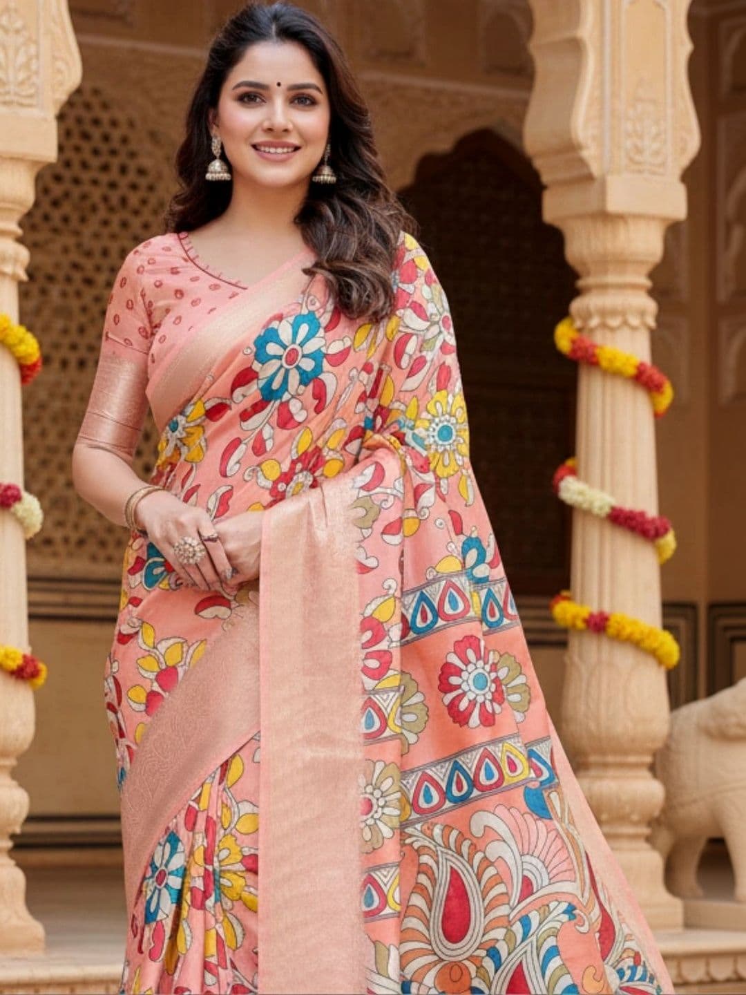 Mitera Kalamkari Silk Blend Designer Saree thumbnail 2