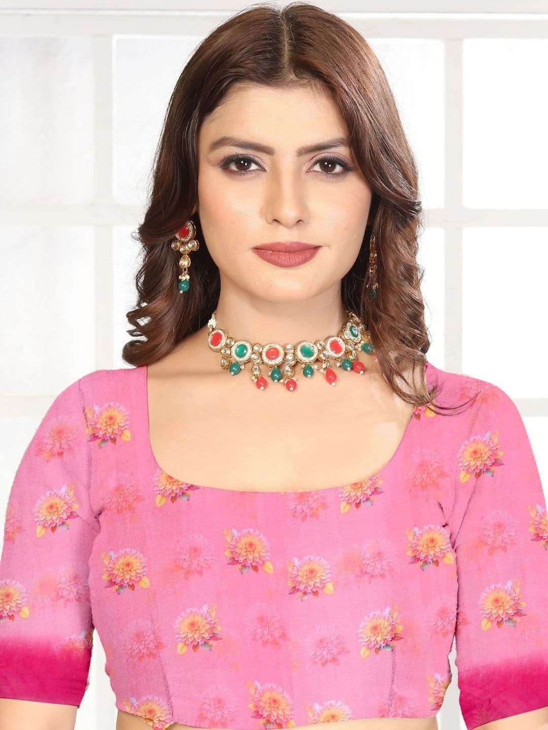 Mitera Floral Pure Georgette Designer Saree thumbnail 5