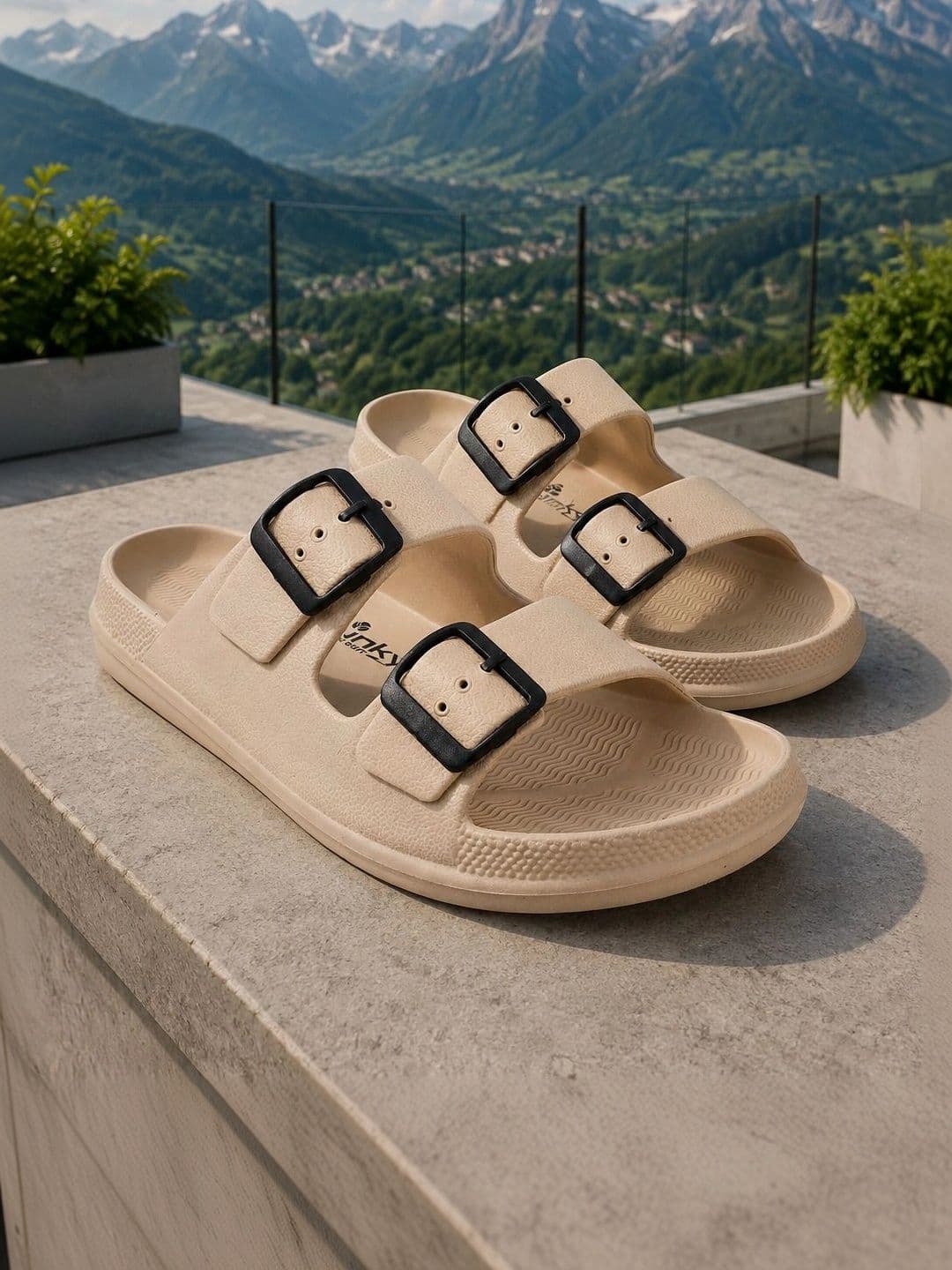 TRV Men Buckle Detailed Slip On Flip Flops thumbnail 7