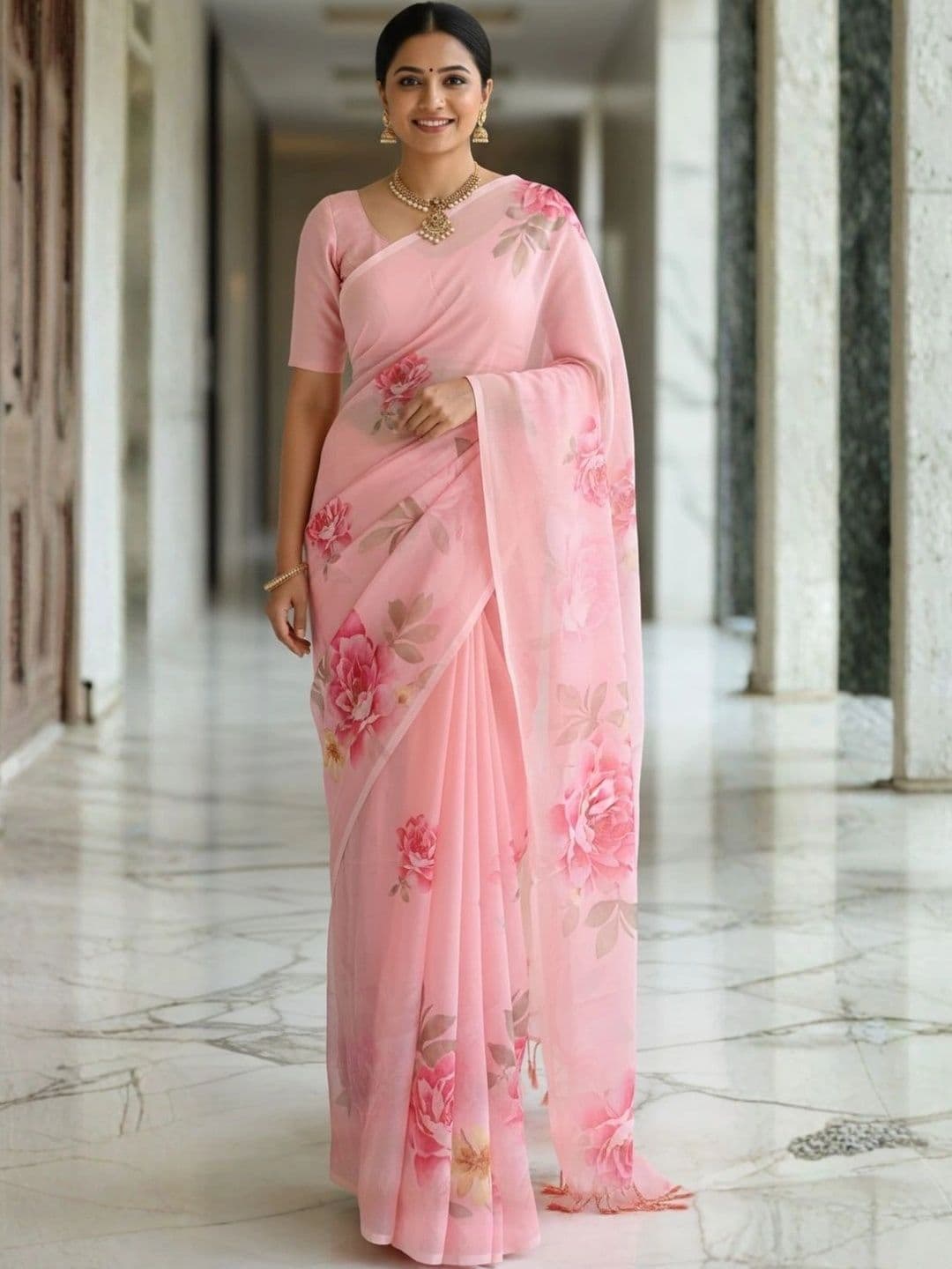 Mitera Floral Pure Georgette Designer Saree - view 1