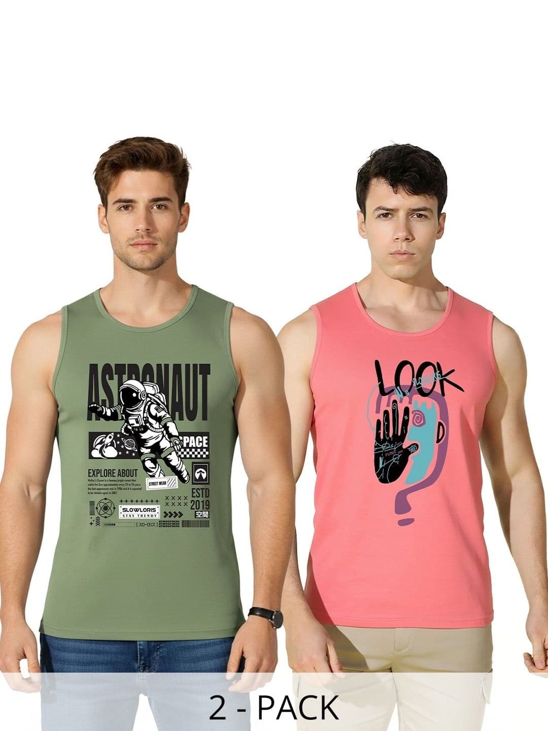 SLOWLORIS Men Pack of  2 Printed T-shirt - view 1