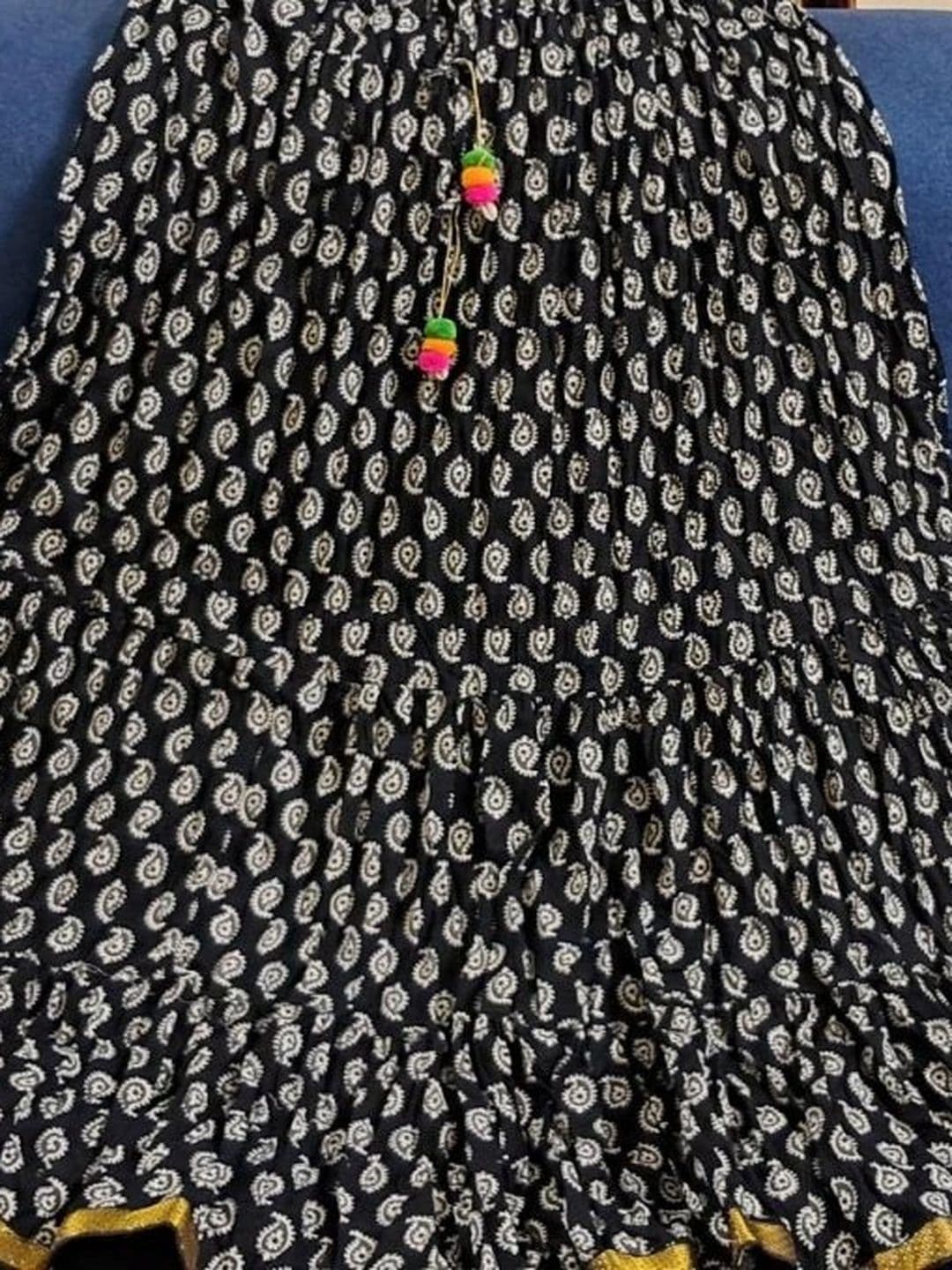 Pallakriti Fabrics Women Pure Cotton Blend Cotton Cambric Paisley Tiered Maxi Flared Skirt thumbnail 2
