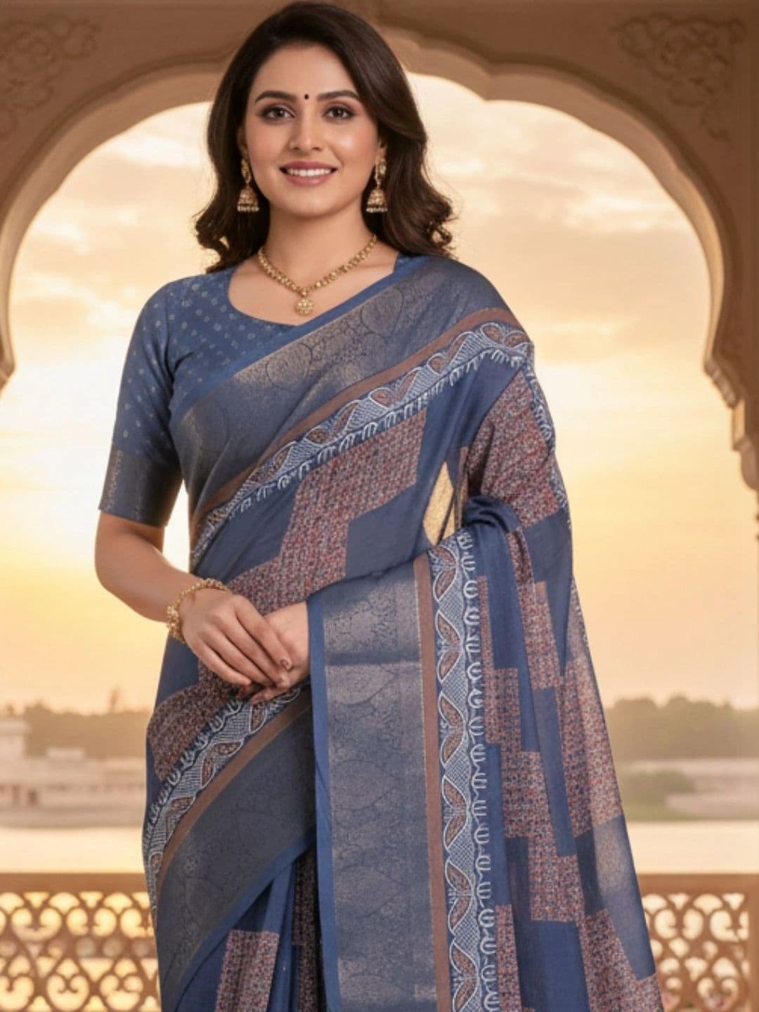 Mitera Silk Blend Designer Saree thumbnail 4