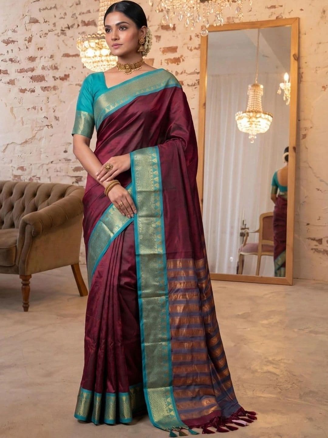 SAMANTHA Women Woven Design Zari Silk Blend Banarasi Saree - view 1