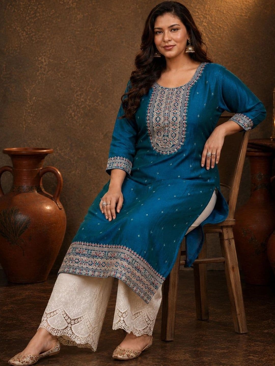 FULL BLOOM Women Embroidered Thread Work Kurta thumbnail 3