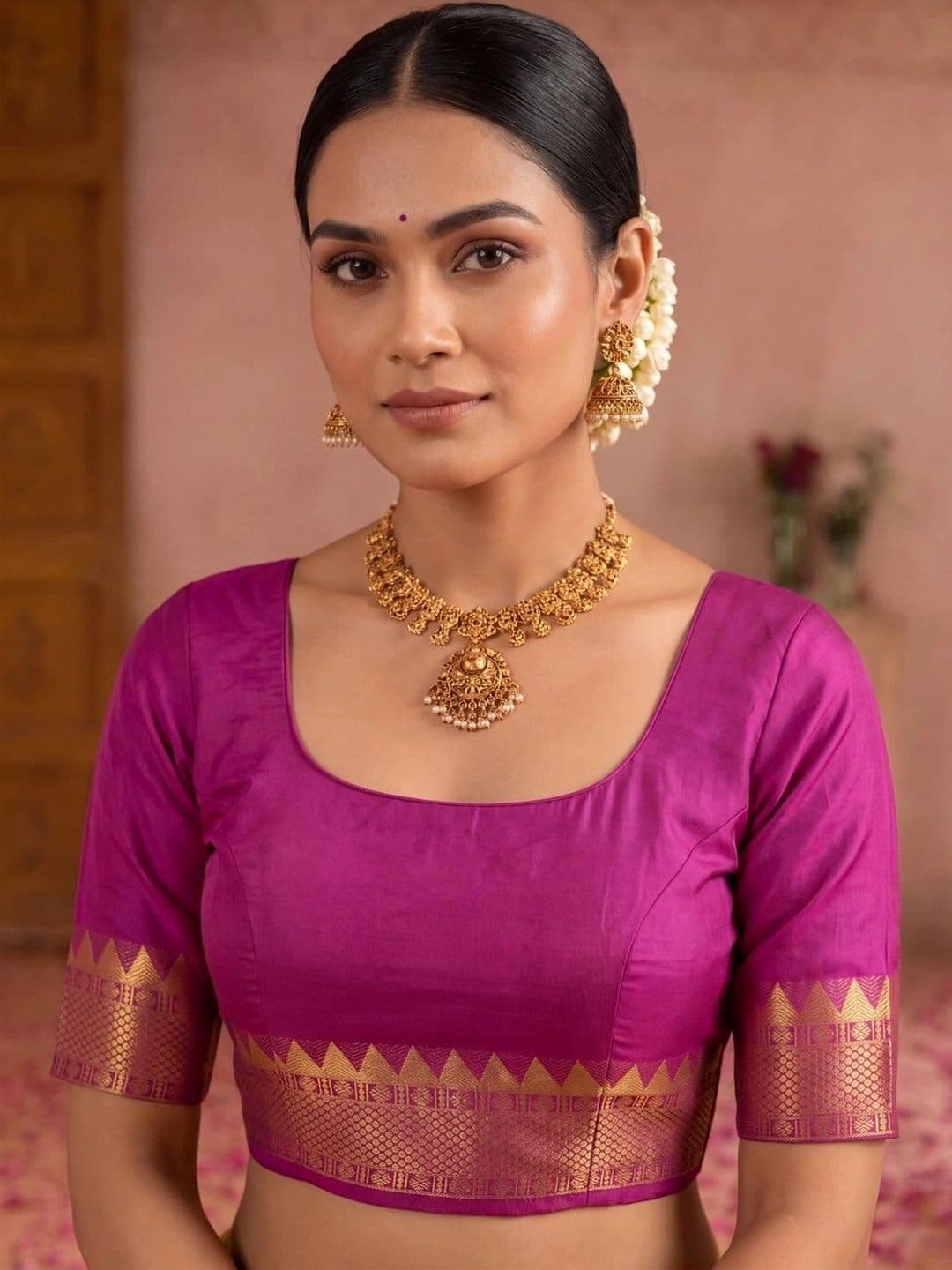 SAMANTHA Striped Zari Silk Blend Banarasi Saree thumbnail 3