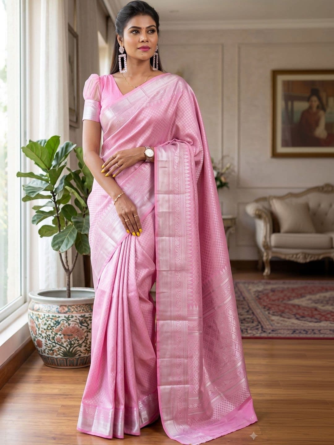 DHARMA TEX Zari Art Silk Kanjeevaram Saree - view 1